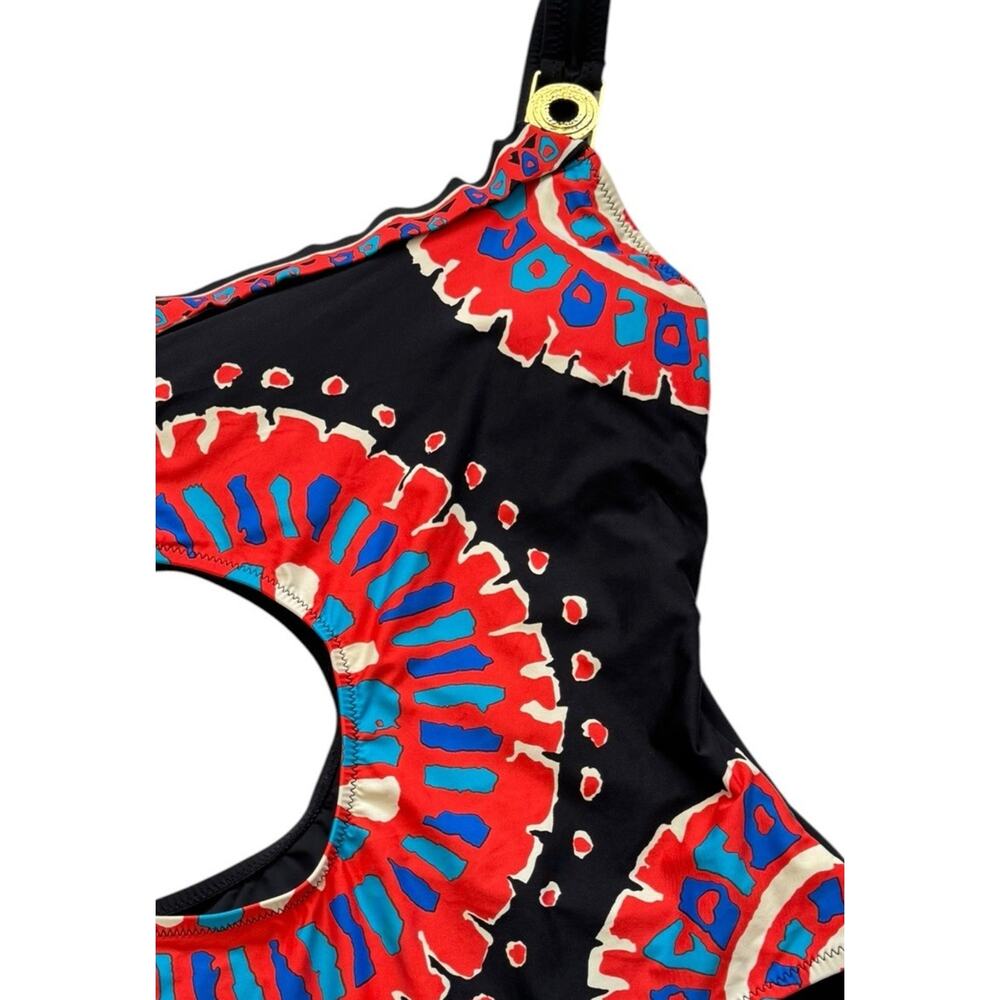 Trina Turk Yucateca Halter Monokini Swimsuit Womens Size 8 One Shoulder 1-Piece - Picture 4 of 9